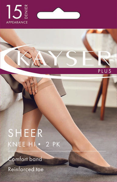 Plus Size Silky Elastane Knee Hi (2 Pair) - Studio Europe