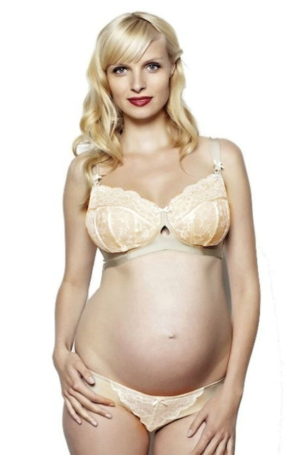 Le Mystère Sexy Mama Nursing Lace Bra 34C in Ivory Natural